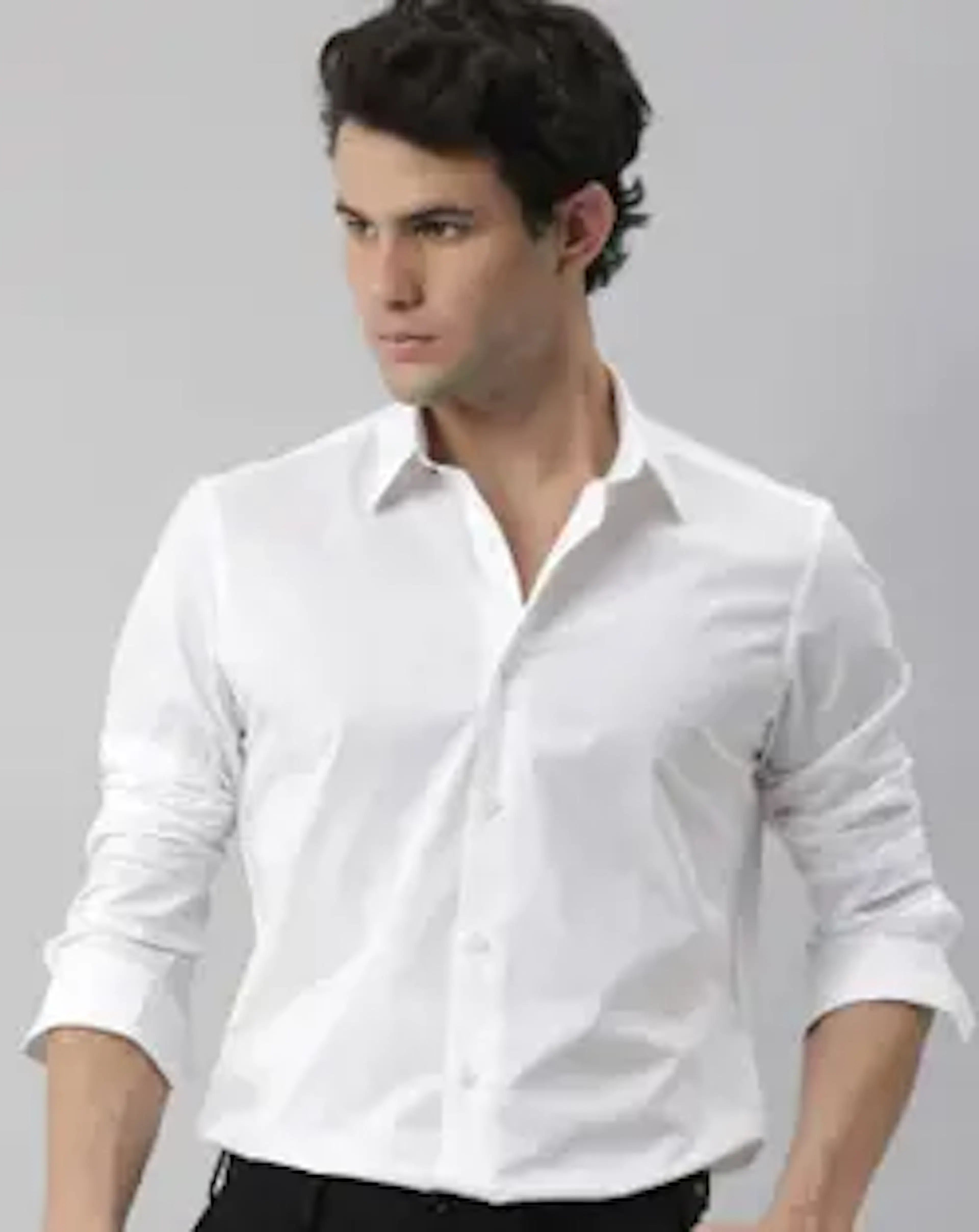 Lycka Men Solid Casual White Shirt