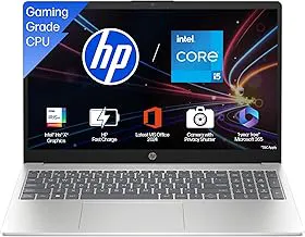 HP15, 13th Gen Intel Core i5-13420H, (16GB DDR4, 512GB SSD), FHD, Anti-Glare, Micro-Edge, 15.6''/39.6cm, Win11, M365 Basic(1yr)* Office24, Silver, 1.65kg, fr0028TU, Camera w/Shutter, Backlit Laptop