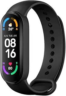 Xiaomi Mi Smart Band 6 - 1.56'' (3.96 cm) Large AMOLED Color Display, 2 Week Battery Life, 30 Fitness Mode, 5 ATM, SpO2, HR, Sleep Monitoring, Women's Health Tracking, Alarm, Music Control (Black)