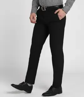 fellow Slim Fit Men Black Trousers