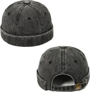 BharatBazaarWashed Denim Docker Hat, Casual Caps for Men Style, Round Cap for Men