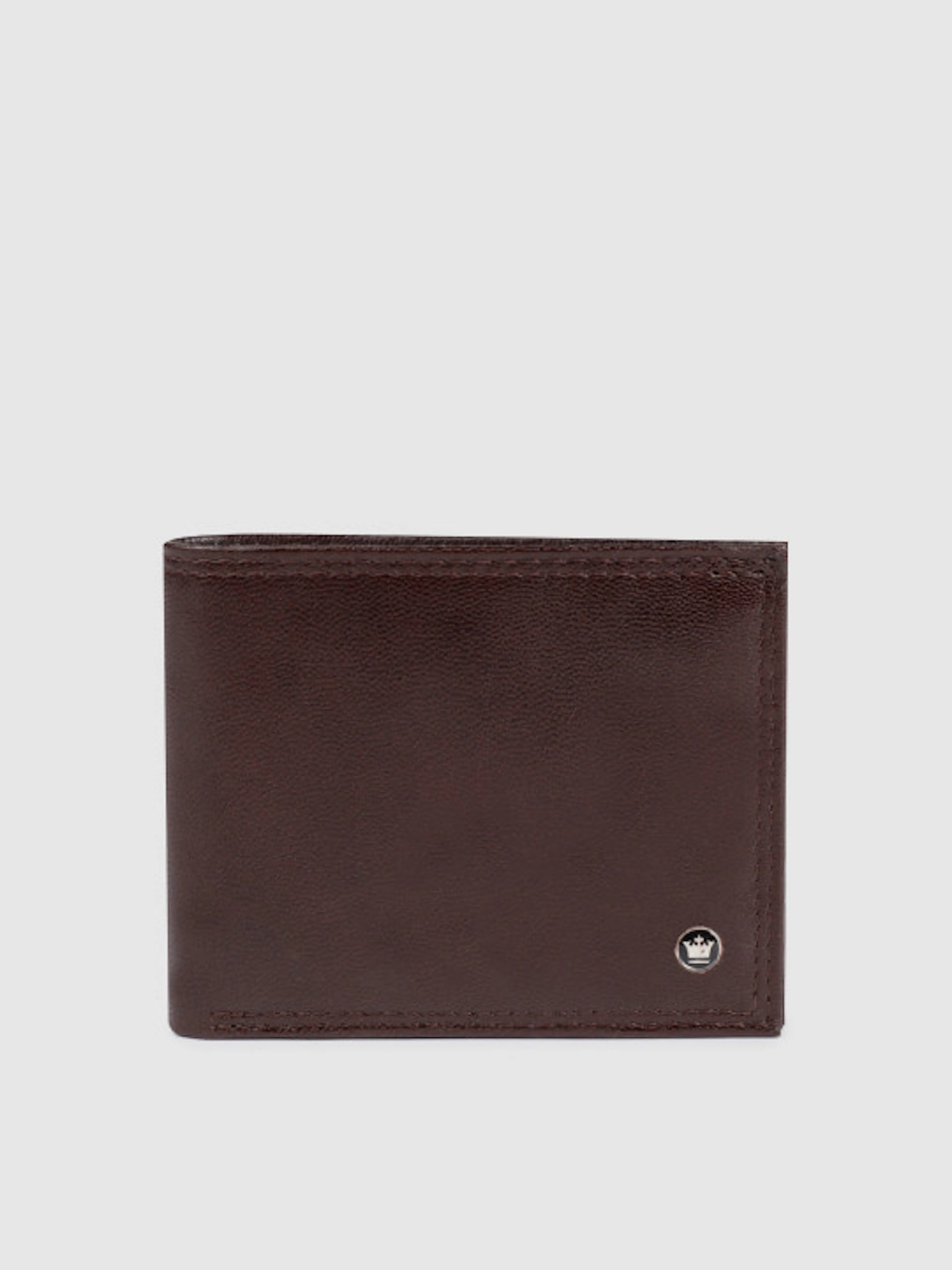 Louis Philippe Men Brown Textured Two Fold Leather Wallet