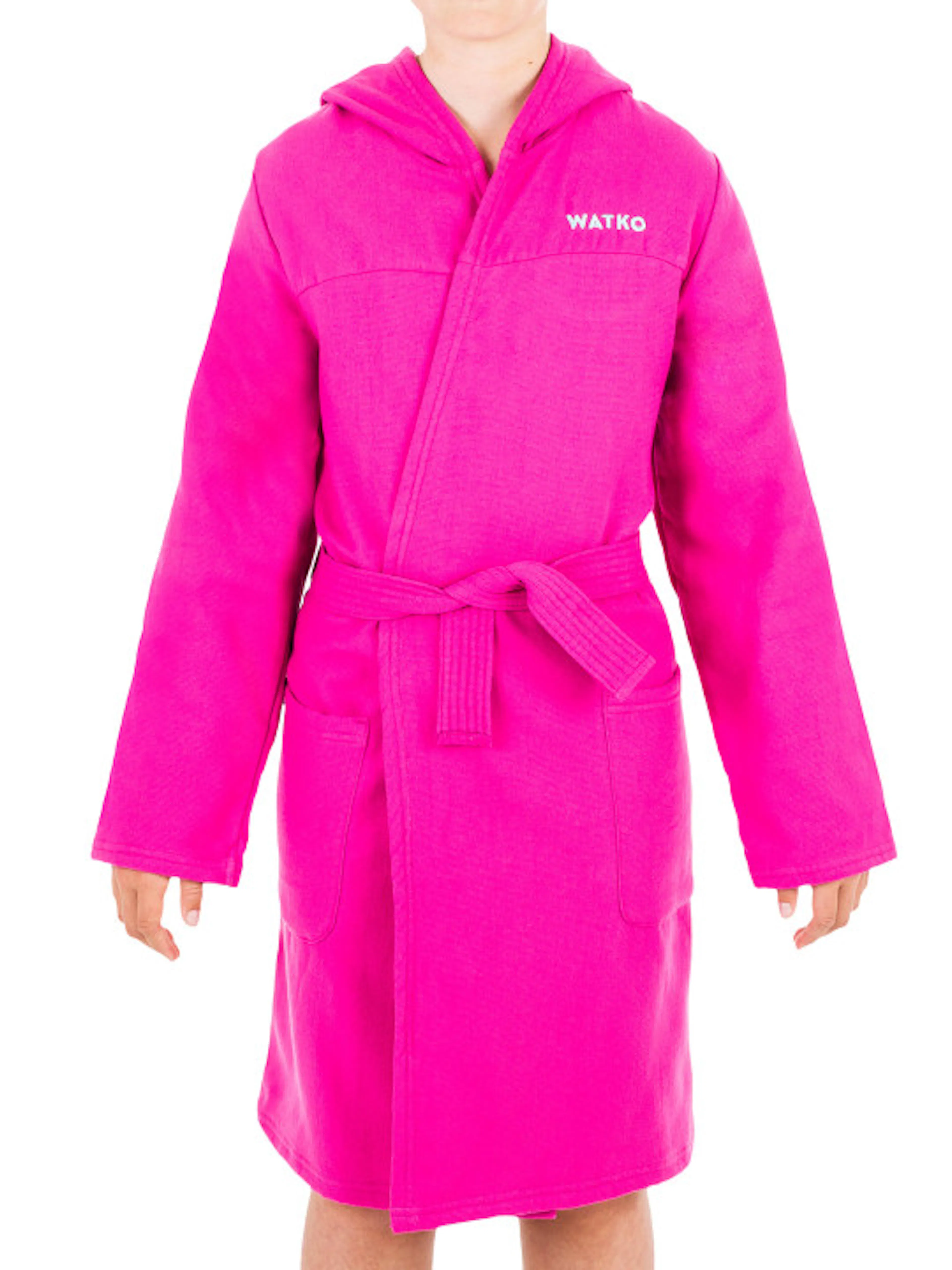 WATKO By Decathlon Kids Pink Solid Hooded Pure Cotton Pool Bath Robe