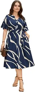 JAIPURFAMEOne Piece Dress for Women, New American Print Rayon Midi Dress, Stylish, Modern Party Outfit, Perfect for Casual and Formal Occasions