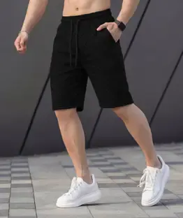 FEEL TRACK Self Design Men Black Sports Shorts
