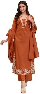 KLOSIAWomen Solid Embroidery Kurta and pant set With Dupatta