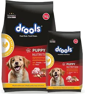 Drools Puppy Dry Dog Food 4.2kg (3kg + 1.2kg Free) | Chicken & Egg Flavour | Supports Active Behaviour | Digestive Health & Immunity | Better Digestibility