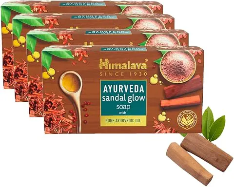 Himalaya Ayurveda Sandal Glow Soap, 75 gm (Pack of 4, 300 gm), Save on MRP