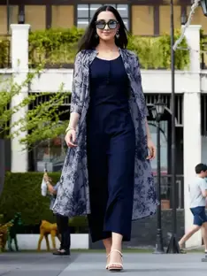 Aarya Ethnic Women A-line Blue Maxi/Full Length Dress