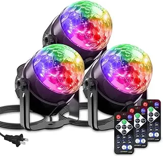 3-Pack Sound Activated Party Lights with Remote Control Dj Lighting, Disco Ball Light Projected Effect Dancing Lights, Strobe Lamp for Parties Supplies Birthday Christmas Bar KTV Decorations