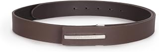 Louis PhilippeMen's 100% Italian Leather Shiny Nickel Buckle Formal Profile Belt