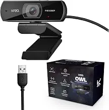 Kreo Owl Full HD 1080P 60 FPS Webcam with Auto-Focus and Built-in Dual Digital Mic, Plug and Play Setup for Video Call, Streaming, YouTube and More, Built-in Privacy Shutter with 360 Rotation (Black)
