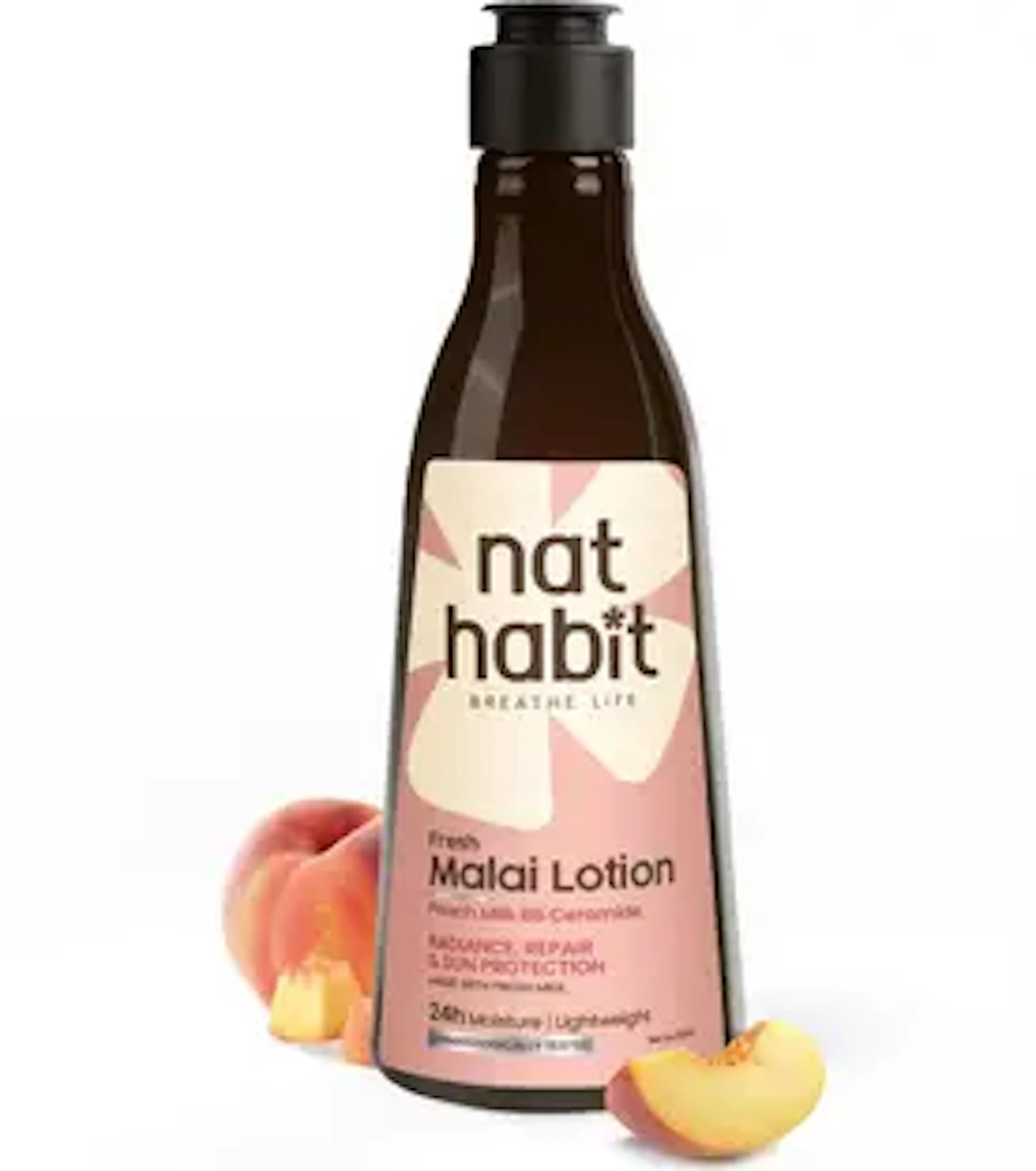 Nat Habit Fresh Peach Milk Face & Body Moisturizer with Vitamin B5 & Ceramide