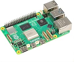 Raspberry Pi5 Single Board Computer with 8GB RAM, WiFi Bluetooth, Quad Core 2.4GHz Processor, Dual 4K HDMI USB 3.0 Gigabit Ethernet for AI IoT Robotics Media Server Python DIY Projects