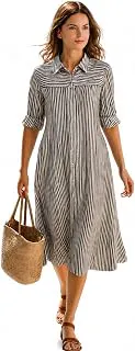 Women's Summer Striped Midi Long Shirt Dress Casual Loose Short Sleeve Button Down Dress | Casual Outfit Wear Events, Date & Evening Look |Tunic Shirts for Women