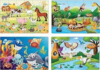 FunBlast Kids Puzzles for Kids, Animal and Birds Jigsaw Puzzle for Kid of Age 3-5 Years, Set of 4-96 Pcs Puzzle (Multicolor, Size 30X22 CM)