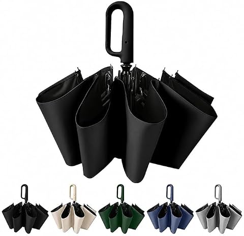 Portable & Folding Travel Umbrella, 3 Fold, Auto Open Close, Water Resistant, Windproof, with Carrying Handle