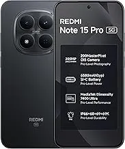 RedmiNote 15 Pro 5G (Carbon Black, 8GB+256GB) | 200MasterPixel OIS Camera | Dimensity 7400-Ultra | 17.3cm CrystalRes AMOLED Screen | IP66/68/69/69K | Mega 6580mAh Si/C Battery | 45W Fast Charging