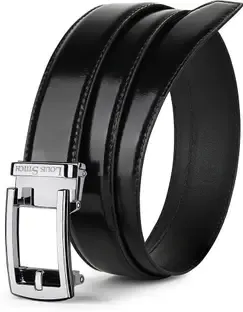 LOUIS STITCH Men Formal Black Genuine Leather Belt