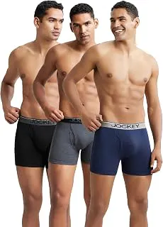 Jockey8009 Men's Super Combed Cotton Rib Solid Boxer Brief with Ultrasoft Waistband (Pack of 3)