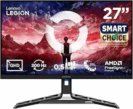 LenovoLegion {Smartchoice} R27qe Gen 2 | 27" (68.58cm) QHD IPS 200Hz Gaming Monitor | 0.5ms, AMD FreeSync, 99%sRGB, 2xHDMI 2.1, TMDS, 1xDP 1.4| Tilt, Swivel, Pivot, Height Adjust | Black | 68C7GAC3IN