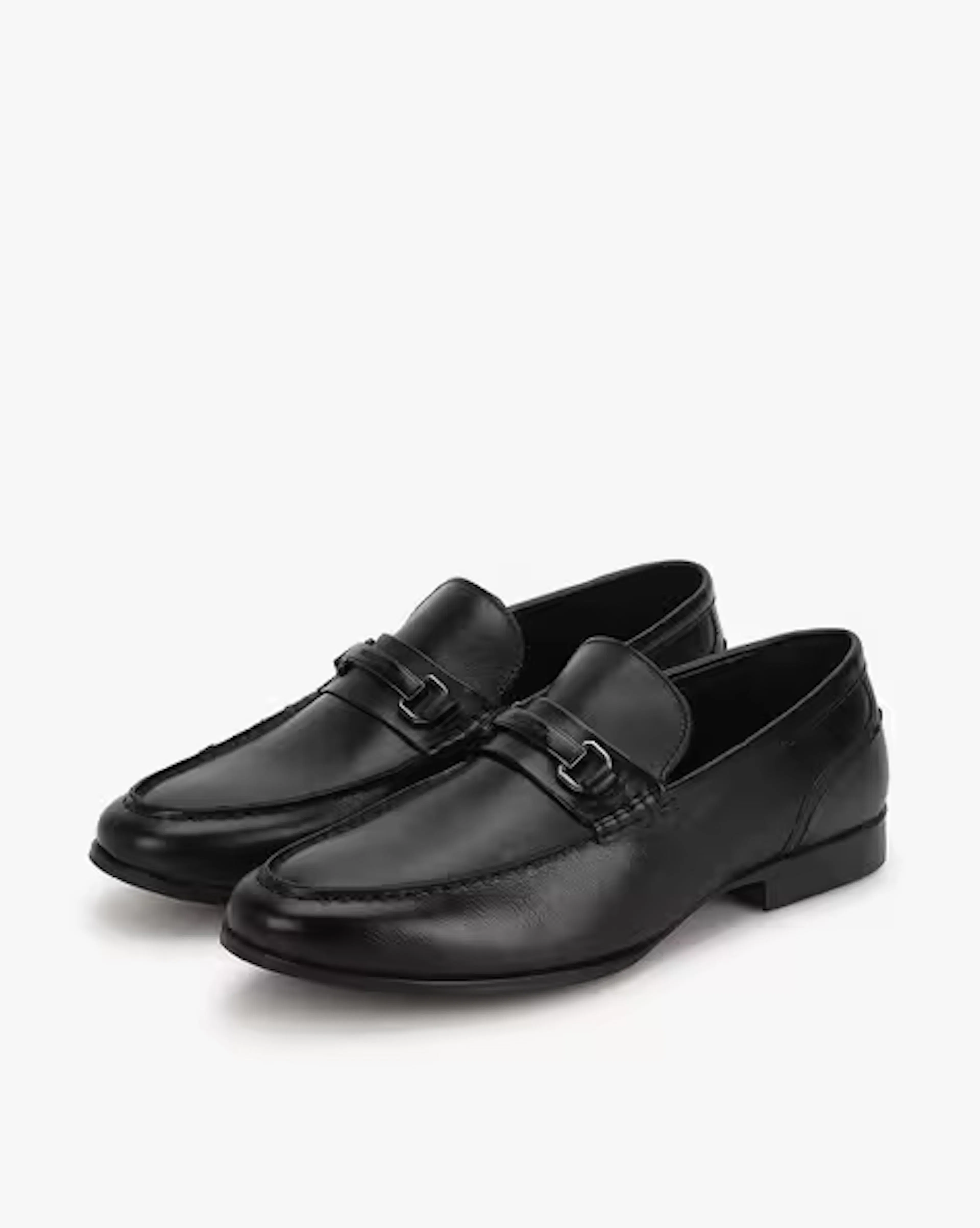 Leather Slip-On Shoes with Metal Accent