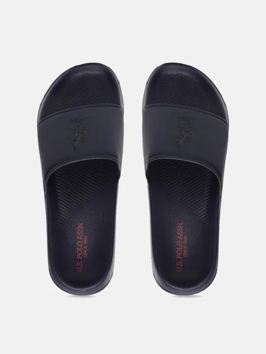 U.S. Polo Assn. Men Navy Blue Solid Sliders