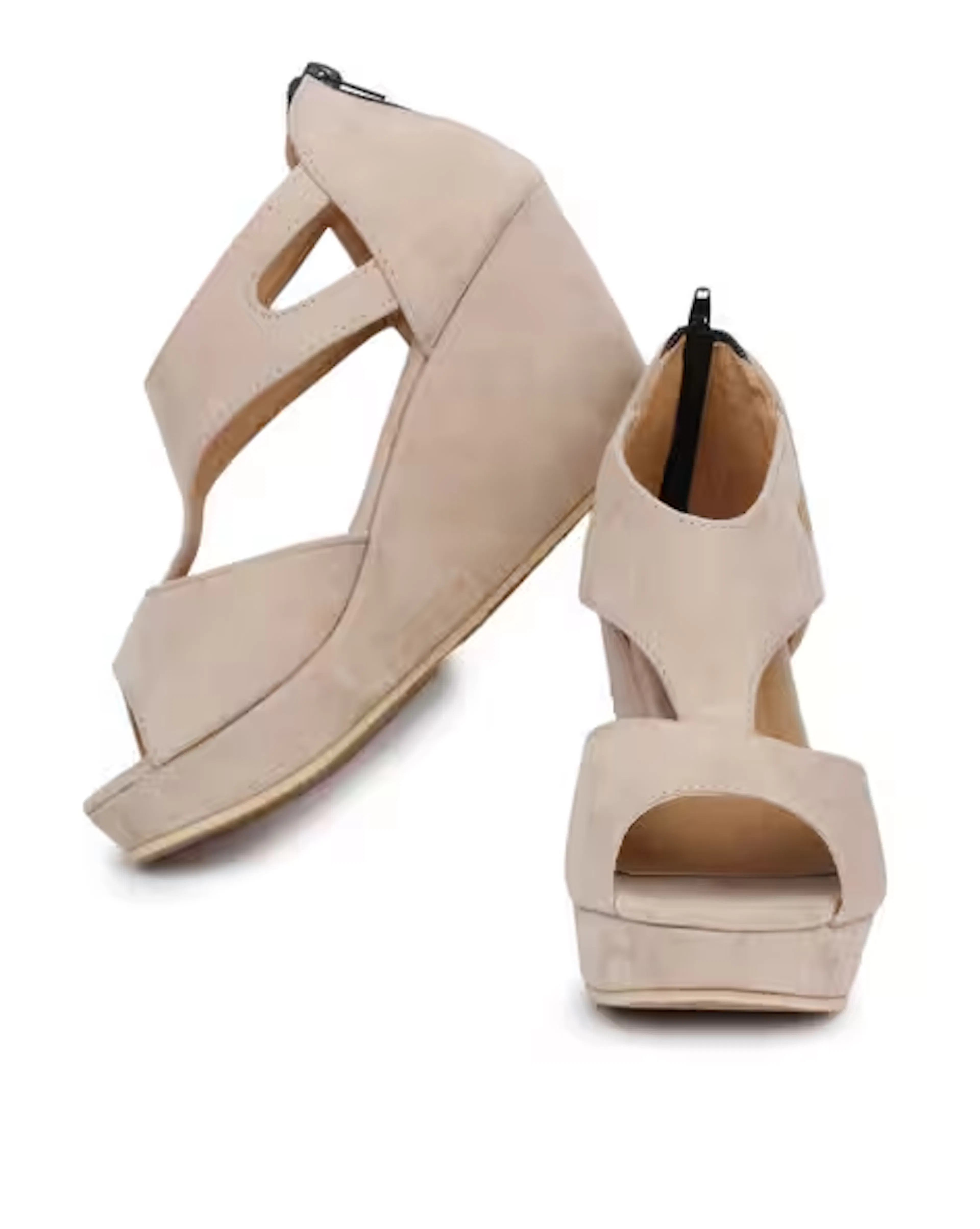 Textured Wedges with Zip Closure