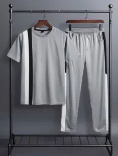 dhanak Men Striped Grey Shirt & Pyjama set
