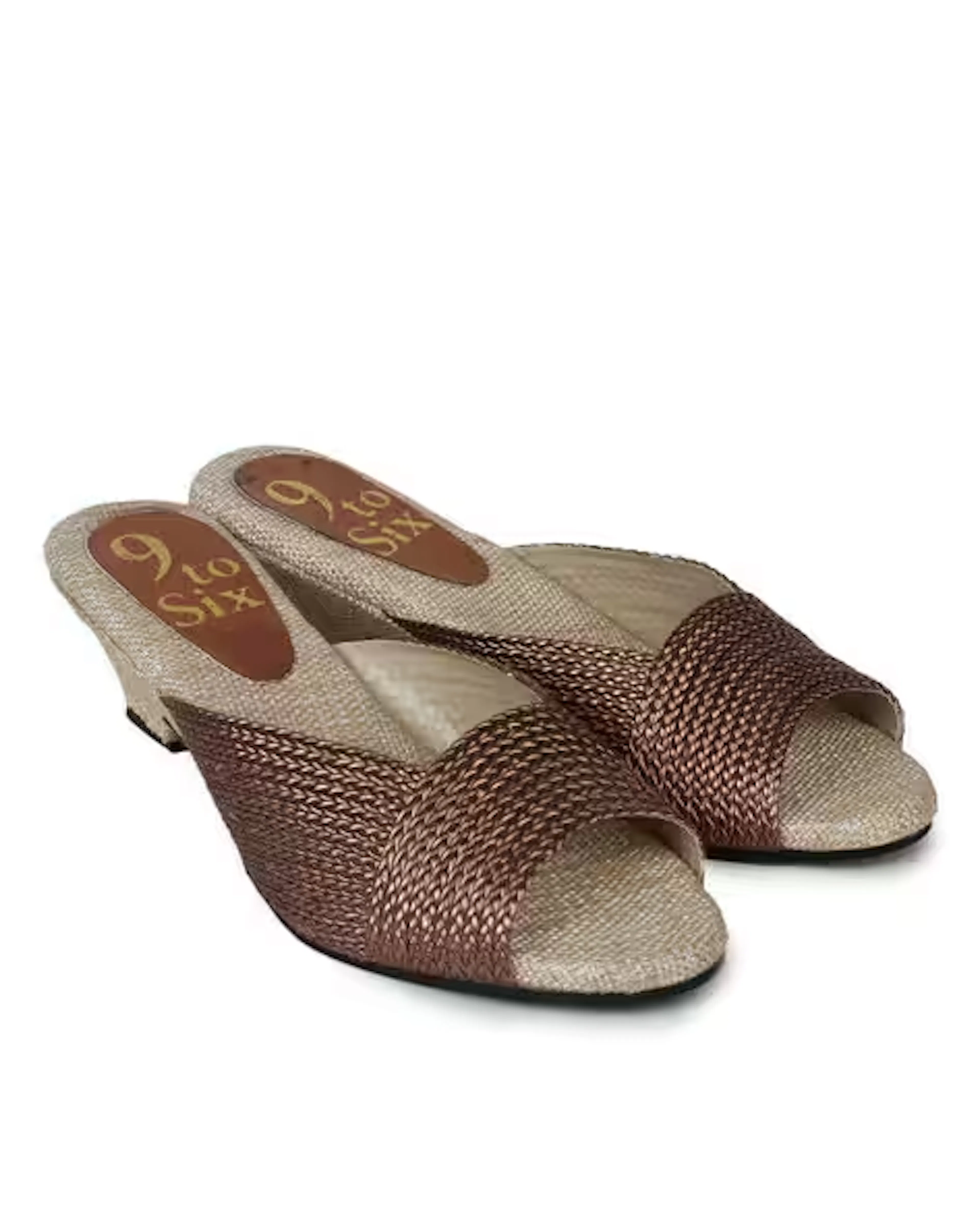 Basket-Weave Peep-Toe Block Heeled Sandals