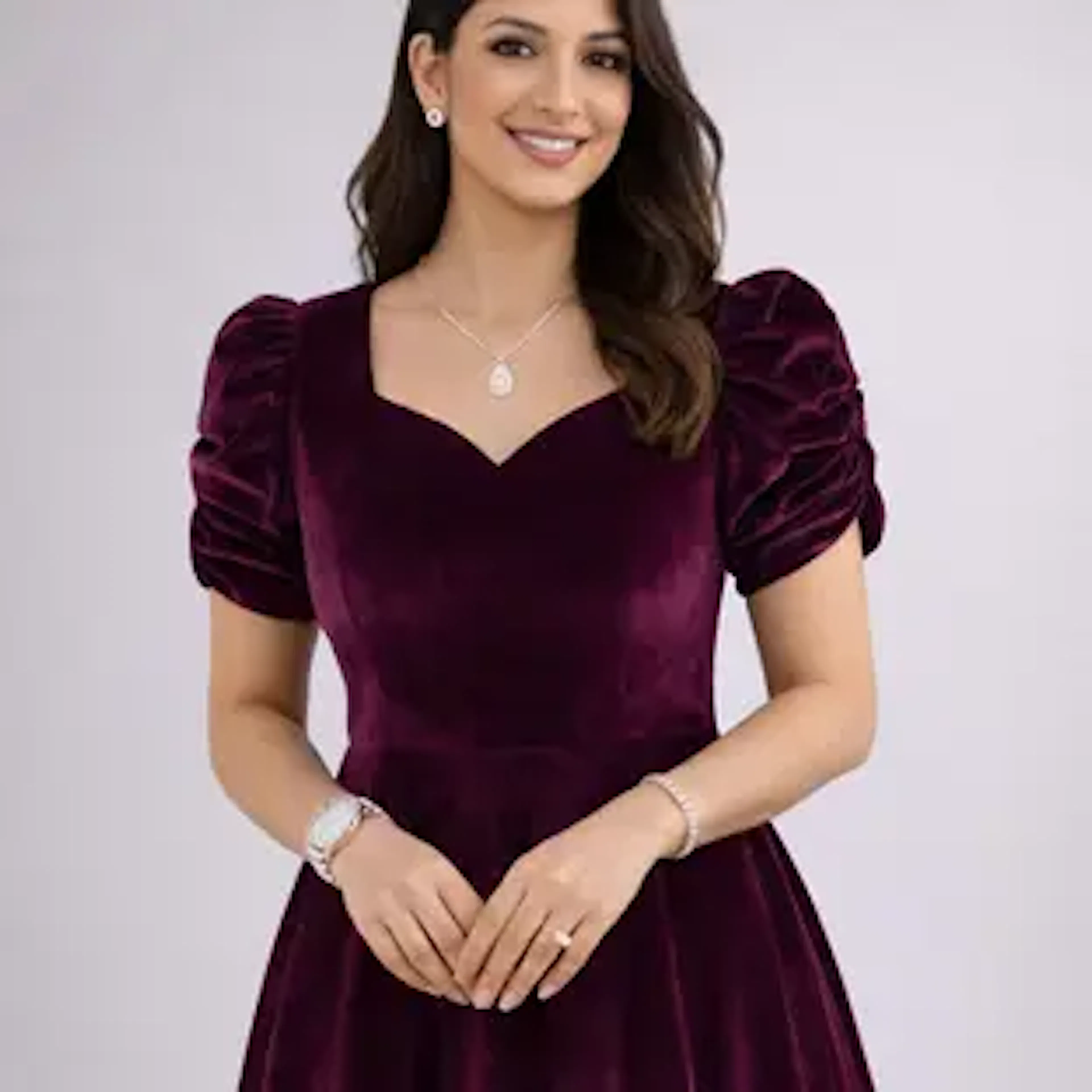 Freyal Enterprise Women Fit and Flare Purple Midi/Calf Length Dress
