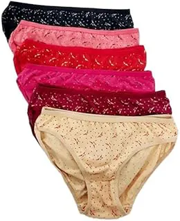 GenericCombo Pack of 6 Women's Cotton Hipster Innerwear Floral Printed Panties Assorted Briefs with Elastic Inner Wear Multicolor