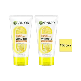 GARNIER Bright Complete VITAMIN C , 150g (Pack of 2)|Brighter and Glowing Skin Face Wash