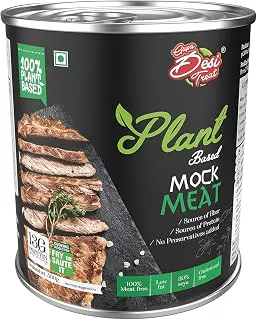Desi Treat Vegan Mock Meat – Plant-Based Meat Alternative, Ready to Cook with Free Masala Packet, High Protein, No Preservatives, Healthy Vegetarian Meat Substitute – 800g Pack