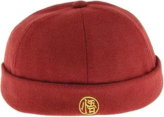 Mens Vintage Docker Hat Wool Felt Leon Beanie Cap Adjustable Red