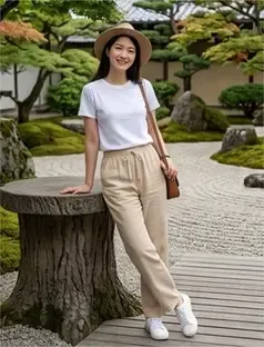 KAMASU Regular Fit Women Cream Trousers