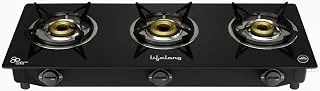 Lifelong 3 Burner Open Heating Gas Stove Top For Kitchen-Automatic Ignition Cooktop Modern Glass Stove For Modular Kitchen,Isi Certified&Compatible With Lpg-1 Year Manufacturer'S(Black,Llgs803)