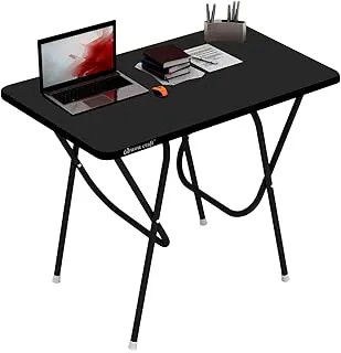 wow craft Multipurpose Foldable Table | Portable Study, Work & Laptop Desk | Engineered Wooden Top & Sturdy Metal Frame | for Home, Office & Small Spaces | 90×60×73 cm (Black)