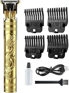 T9 Vintage Professional Hair Trimmer For Men –Golden Body,Cordless,4 Guide Combs,USB Rechargeable,Men'S T9 Golden –Zero Gap Beard & Hair Clipper With Guide Combs