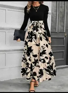 R R STUDIO Women Fit and Flare Beige Maxi/Full Length Dress
