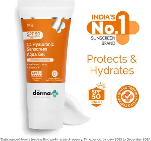 The Derma Co Sunscreen - SPF 50 PA++++ 1% Hyaluronic Aqua Gel- Lightweight, No white-cast for Broad Spectrum