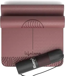 Lifelong Yoga Mat for Men & Women | 5mm Thick TPE Cushioning | Non-Toxic & Sweat-Resistant | Lightweight & Portable with Carry Bag | Home & Studio Workout Mat | Made in India (Maroon)