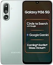 SamsungGalaxy M36 5G Mobile (Serene Green, 6GB RAM, 128GB Storage) | Google Gemini| Gorilla Glass Victus+ | 7.7mm | AI Enhanced 50MP OIS Triple Camera| Nightography| Lag-free Gaming | Without Charger