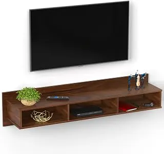 BLUEWUD Coober Engineering Wood Wall Mount TV Entertainment Unit Set Top Box Stand/TV Cabinet Panel with Shelves for Books & Décor Display Unit Large Upto 50 Inches (Brown Maple)