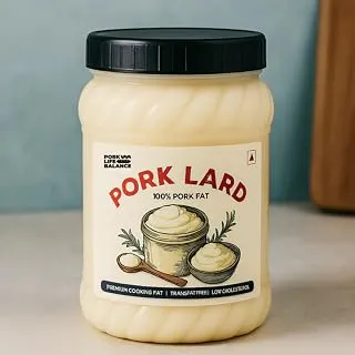 PORK LIFE BALANCE Pork Lard (400 g) - Ready to Cook, Gluten & Soya Free, Pure Rich Pig Fat With Flavors & Nutritions, No Trans Fat, Keto-Friendly (Pack of 1)