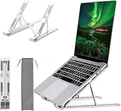 Dyazo 6 Angles Adjustable Aluminum Ergonomic Foldable Portable Tabletop Laptop/Desktop Riser Stand Holder Compatible for MacBook, HP, Dell, Lenovo & All Other Notebook (Silver)