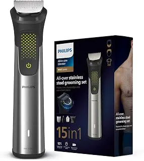 Philips India's No.1 Men's Trimmer | Pro Beardsense Technology | 15-In-1 Pro Kit - Face, Body & Private Parts | 3 Year Warranty | 120Min Runtime | 5 Min Quick Charge MG9551/65,Black