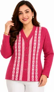 TOPGLOW Self Design V Neck Casual Women Multicolor Sweater
