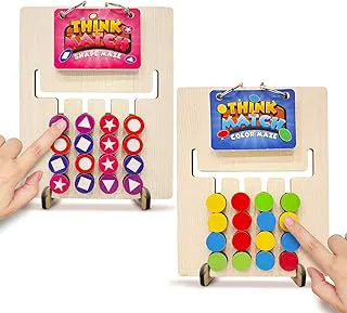 Wembley Montesori Slide Puzzle Game Toys for 4+ Year Boy 2 in 1 Color & Pattern Matching Birthday Gift for Kids Activity Toys Shape Sorter Learning Educational Mind Game for Girls 5 6 7-14 Years