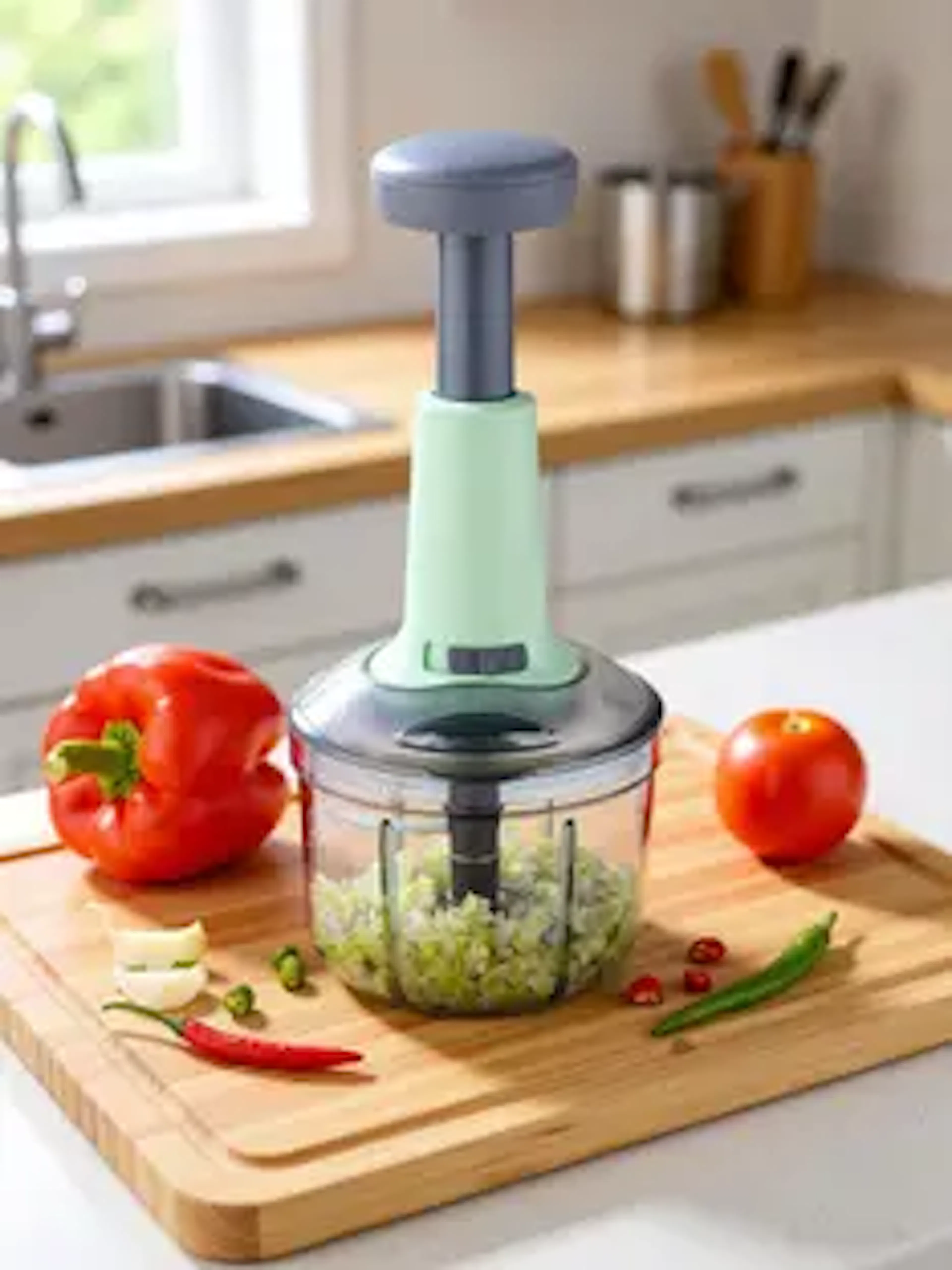 DDecora New Big size Hand Push 900 ML with 5 Stainless Steel Blades Vegetable & Fruit Chopper